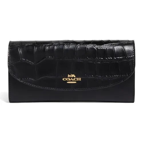 COACH Конверт Коровья кожа Кошелек Мужской Черный
