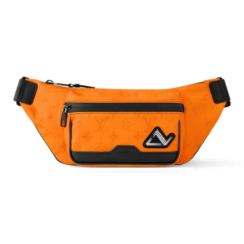 LOUIS VUITTON SKI Коллекция для катания на лыжах SLOPE Водонепроницаемый Покрытый холст Бананка Мужской Ярко-оранжевый