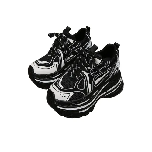 Forest Princess Износостойкие Низкие Топ Кроссовки с Толстой Подошвой Женские Черные