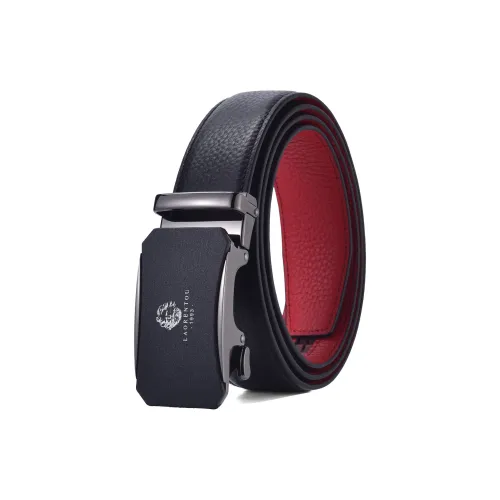 Old Man's Head Ремни из лощеной коровьей кожи Мужской Черный Внешний Красный Внутренний 3,5 см