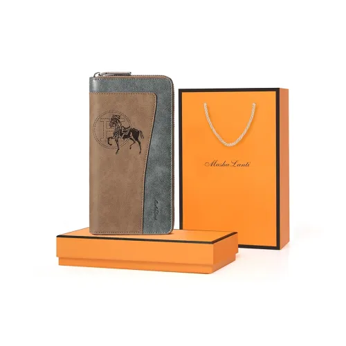 MashaLanti Синтетическая кожа Держатель для карт кошелек Мужской Кофе и Серый