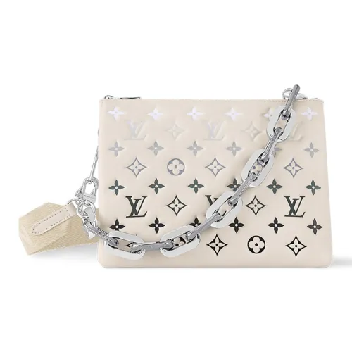 LOUIS VUITTON SKI Коллекция для катания на лыжах Coussin Овечья кожа Одно плечо Сумка Маленькая Женская Кремовый и Серый