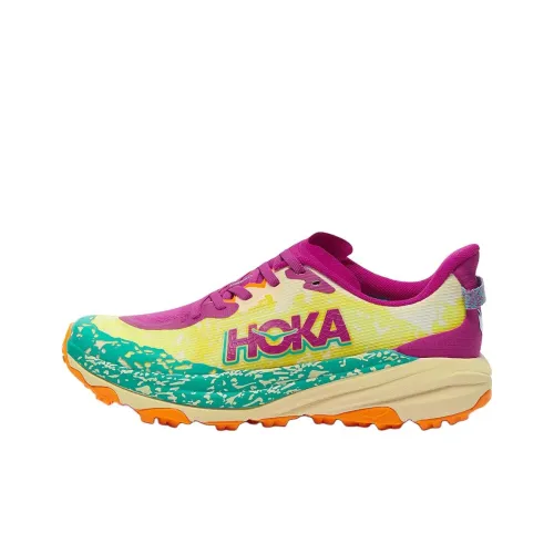 HOKA ONE ONE SPEEDGOAT 6 Детская беговая обувь Низкий топ Фиолетовый Желтый Зеленый Школьный возраст