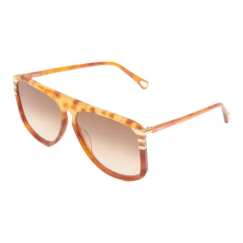 Chloe Ацетат Металл Биоразлагаемый Материал Aviator Солнцезащитные очки Женские Гаванский