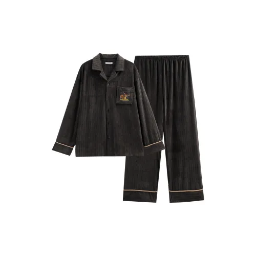 Same Language Пижамный комплект женский фиолетовый сливовый Concave Stripe