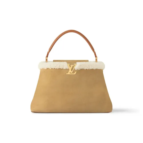 LOUIS VUITTON Замша с коровьей кожей и овчиной через плечо большая женская сумка светло-коричневый