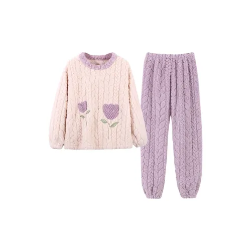 OEING Пижамный комплект женский фиолетовый цветочный