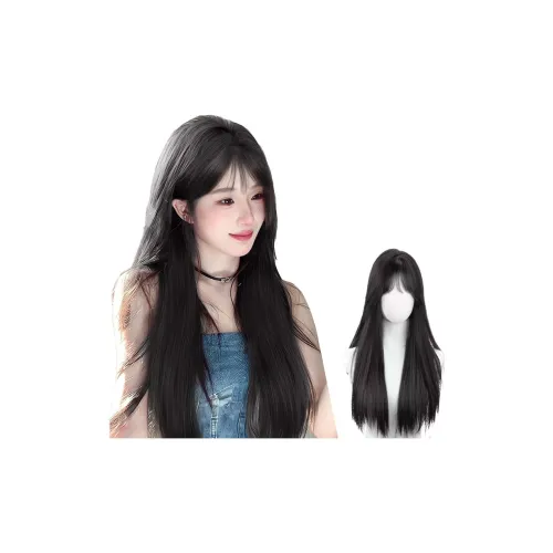 YOUXI Тонкий Мягкий Черный Straight Заколка для челки Парики Синтетический Человеческий Волосы