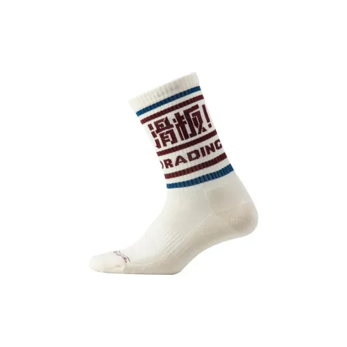 DECATHLON Скейтборд Носки Размер CN SK SOCKS100 Poster Высокие носки Унисекс 1 шт Экрю Красный