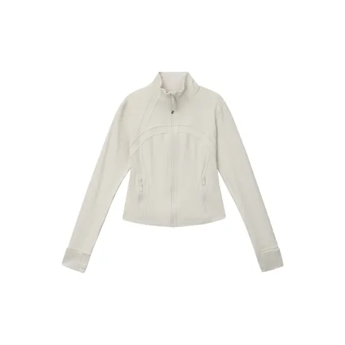 lululemon Define Куртки Пальто Женские Костяной Белый Ткань в Рубчик Полоска с Вспышкой