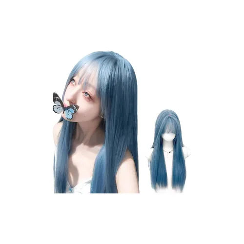 YOUXI Женские Длинные Прямые Волосы Парик Синий Серый Длинные Волосы Highlights