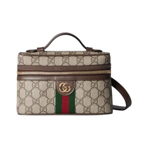 GUCCI Ophidia Холст и Кожа Сумка через плечо Сумка Extra Mini Женская Бежевая и Темно-Коричневая