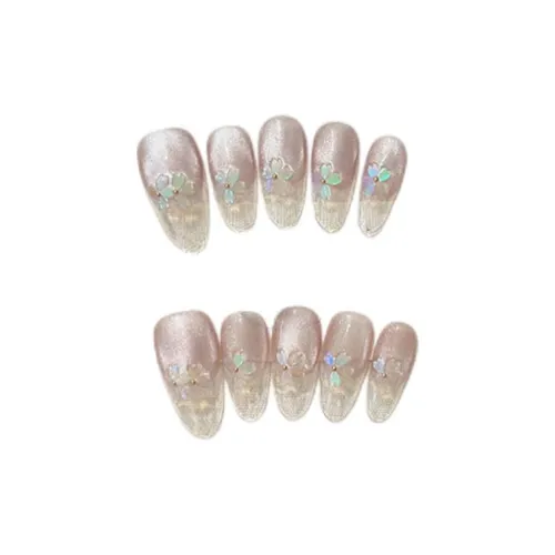 XIBI Ледяной Прозрачный Вишневый Цветок Chasing Light Кошачий Глаз Элегантность Лаковый Ногтей False Nail Короткий LADDER Сияние 15мм