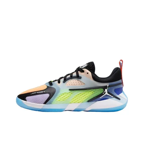 Джордан Shock Absorbers Slip-Resistant Abrasion-Resistant Low-Top Баскетбольные Кроссовки Женские Желто-Синий Фиолетовый