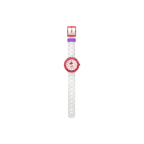 SWATCH Flik Flak Feifei Series Кварцевый механизм Детские часы 33 мм Белый циферблат Пластиковый корпус Часы Силиконовый ремешок
