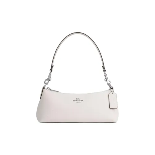 COACH CHARLOTTE Крестообразная текстура кожа плечевая сумка переносная сумка через плечо среднего размера женская мел