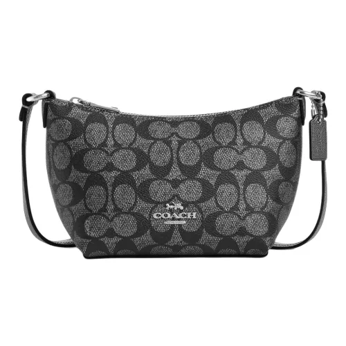 COACH Zip Top Crossbody Покрытый холст Сумка через плечо Мини Женские Бронза