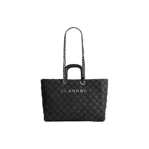 Clannad Коровья кожа Тоут Сумка Сумка для покупок Сумка на плечо Сумка Большая Женская Черная