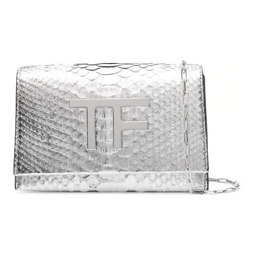 TOM FORD Телячья кожа Портативная Сумка через плечо Сумка на плечо Женская Серебряная