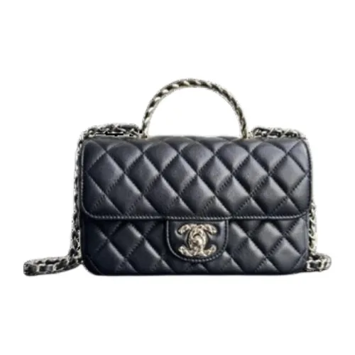 CHANEL Кожа Портативный Crossbody Сумка Сумка через плечо Женская Черная