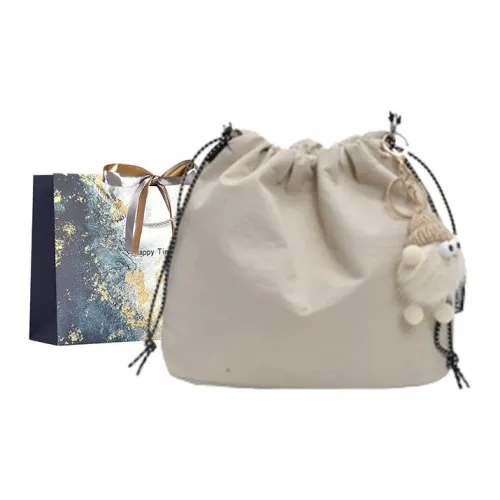 Iman's House Ткань Ведрообразная Сумка Плечевая Сумка Женская Экрю Зеленый Черный