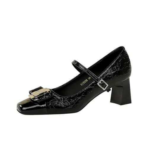 Bamiti As if treading on level ground Грубый каблук Туфли Мэри Джейн 5 см Женские