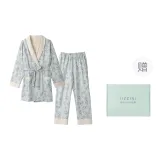 [Подарочная коробка комплект] Alfalfa Цветочный ремень Тонкий Коралловый флис Комплекты одежды