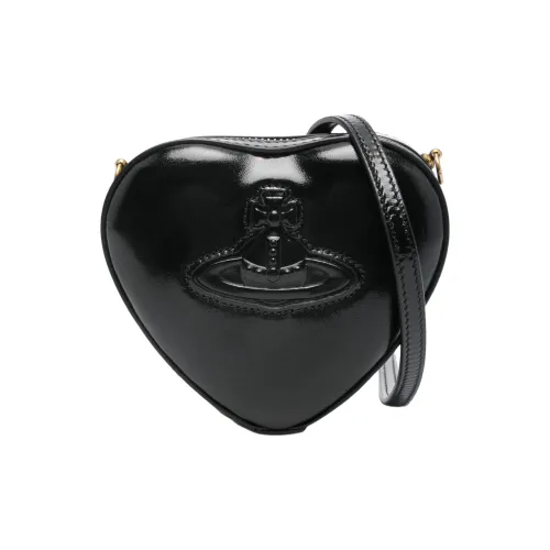 Vivienne Westwood Телячья кожа Сумка в форме сердца Сумка через плечо Мини Женская Черная