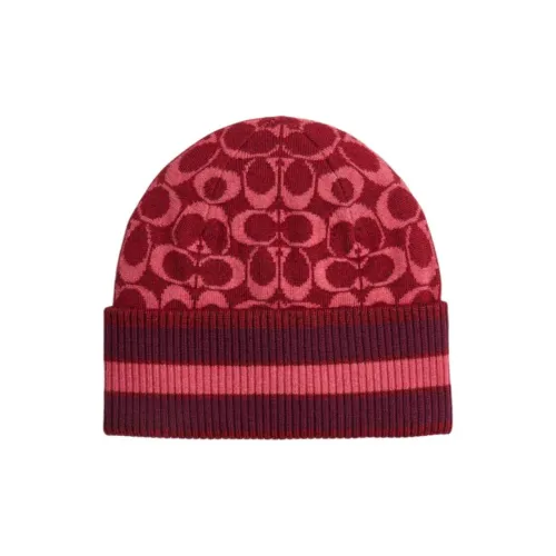 COACH Мериносовая шерсть Шапки-бини Мужской Красный