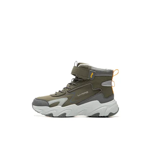 LINING YOUNG Детская повседневная обувь High Top Армейский зеленый/Асфальтовый серый Kids