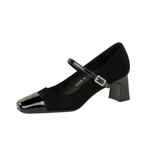 Bamiti As if treading on level ground Грубый каблук Туфли Мэри Джейн 5 см Женские