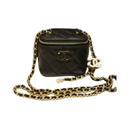 CHANEL Lambskin Box Bag Clutch Shoulder Bag Women's Black