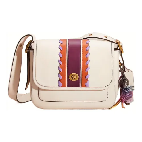 COACH RAMBLER Перчаточная дубленая кожа Сумка через плечо Маленькая Женская Белая и Оранжевая и Фиолетовая