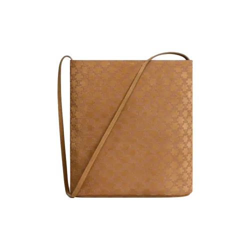 CELINE Triomphe Телячья кожа Ведрообразная сумка Сумка через плечо Мужская Коричневая