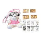 Розовая одежда с белым медведем, пилот + случайный мини ноутбук + стикер