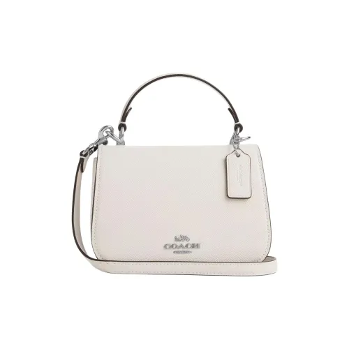 COACH Крестообразная текстура кожа через плечо сумка маленькая женская мел белый