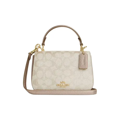 COACH Lysa Покрытый холст Сумка через плечо Сумка Маленькая Женская Шампань