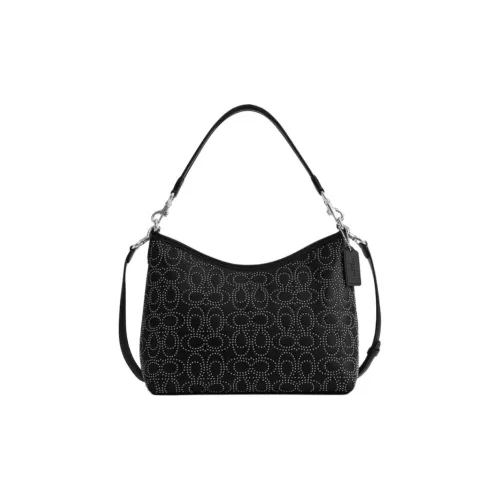 COACH Лорел Сумка через плечо из крупнозернистой текстуры женская черная большая