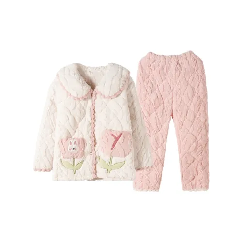 CAIHENGTONG Пижамный комплект женский абрикосовый розовый