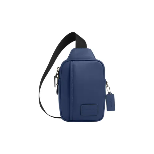 COACH Гладкая коровья кожа Обхват талии Сумка Грудь Сумка Мини Мужской Темно-синий