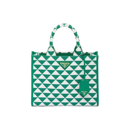 PRADA Кожа Тоут Сумка Сумка для покупок Сумка на плечо Сумка Маленькая Женская Манго и Белый