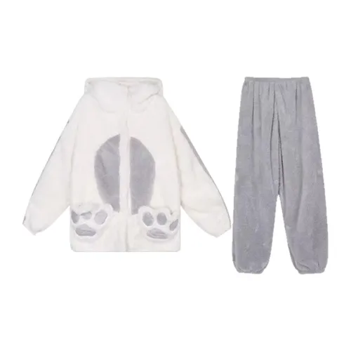 OEING Пижамный комплект Женский Белый Серый Медведь