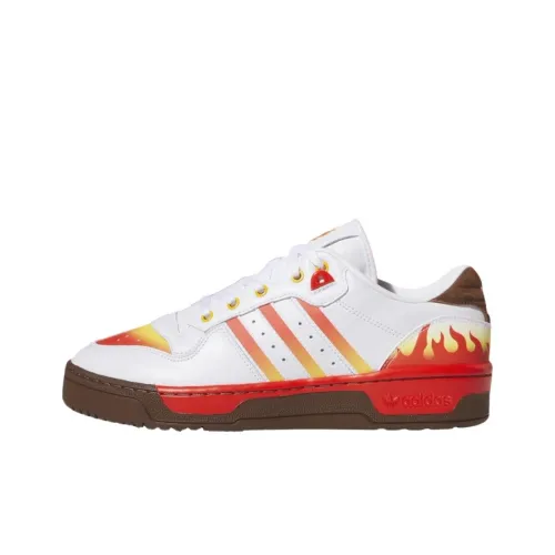 Demon Slayer x Adidas Originals Rivalry Slip-Resistant Abrasion-Resistant Low-Top Skateboard Shoes Men's White Red Демон Слейер x Adidas Originals Rivalry Противоскользящие Износостойкие Низкие Кеды для Скейтбординга Мужские Белый Красный