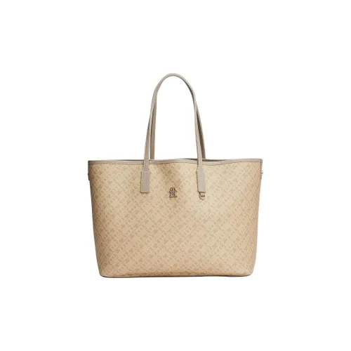 Tommy Hilfiger Полиуретан Тоут Сумка Сумка для покупок Сумка на плечо Сумка обычная Женская Бежевая