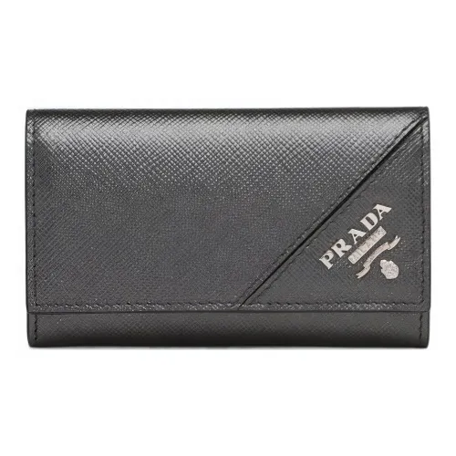 PRADA Saffiano кожа Key Pouch мужской серебряный