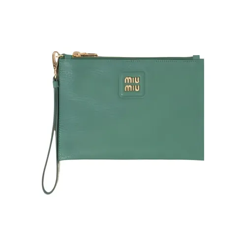 MIU MIU Madras Коровья кожа Клатч Женский Шалфейно-зеленый