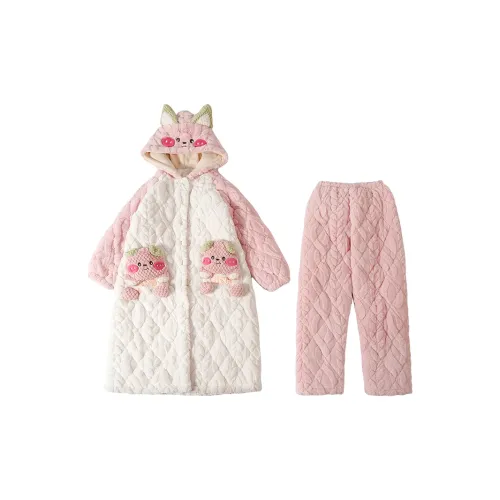 CAIHENGTONG Пижамный комплект женский абрикосовый розовый