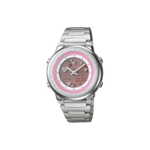 CASIO Кварцевый механизм ремешок из нержавеющей стали женские часы розовый циферблат