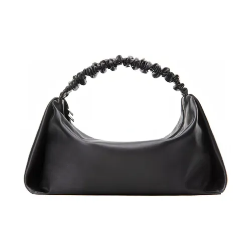 Alexander Wang Scrunchie Sheepskin Clutch Single Shoulder Bag Large Women's Black Александр Wang Scrunchie Кожаный клатч Сумка на одно плечо Большая Женская Черная