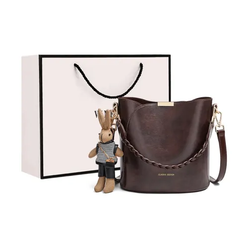 VINEY Сумка через плечо из коровьей кожи стандартная женская кофейного черного цвета